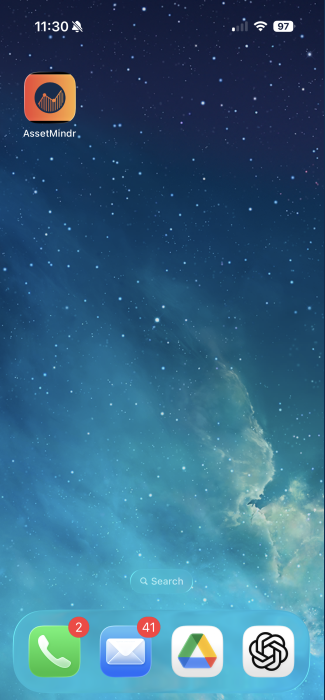 AssetMindr app on iPhone